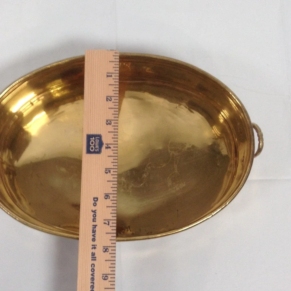 Laquered Solid Brass Hosley Planter Oblong with Handles‎ Made in India